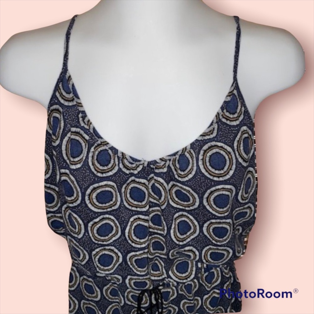 H&M Blue Boho Circle Pattern Romper with Tasseled Drawstring Waist - Picture 3 of 8